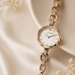 Luxéra Rose Gold Crystal Link Women’s Watch